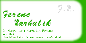 ferenc marhulik business card